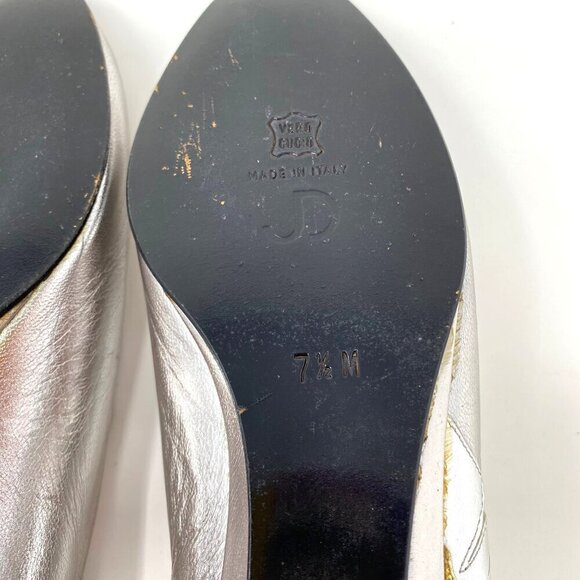 Vintage 1980's Joan & David Silver Point Toe Wedge Heel Size 7.5 Floral Applique - Picture 6 of 12